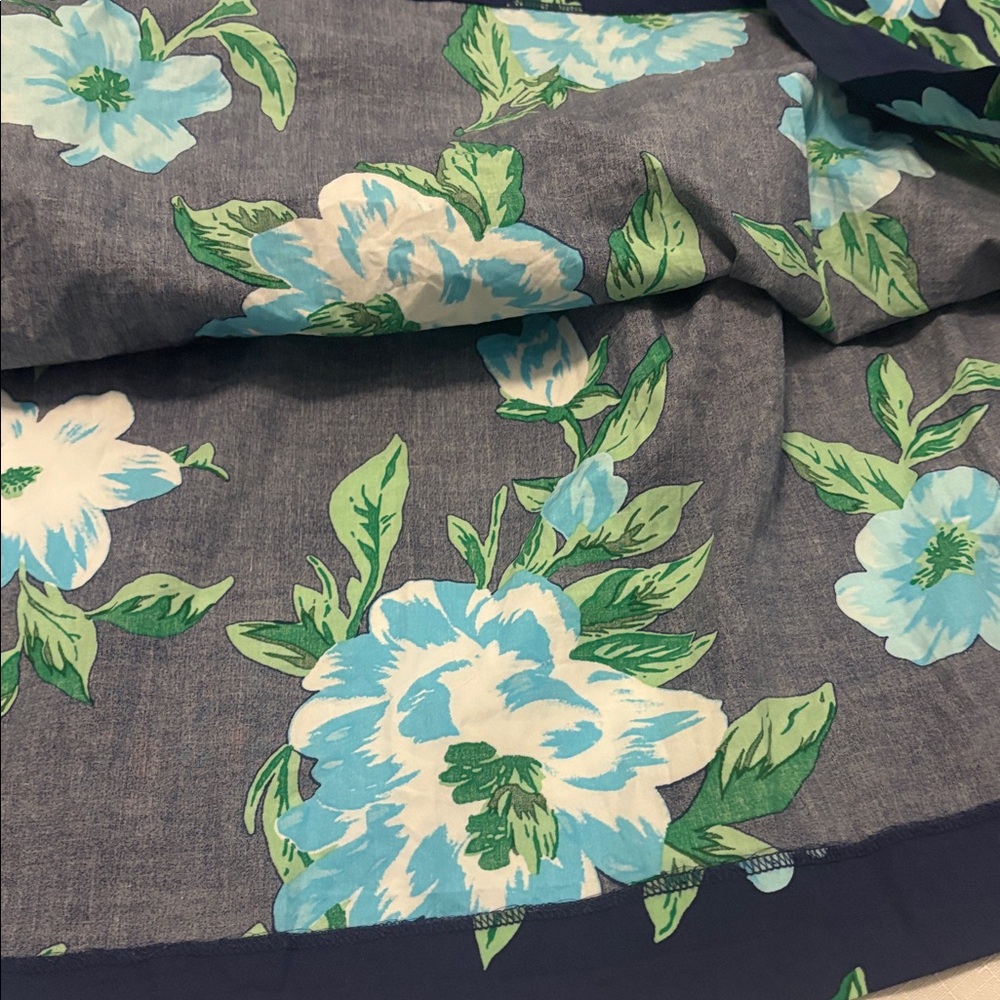 Talbots Navy Piper Pleated Midi Skirt SZ 20W Plus Size A Line full skirt floral - Picture 8 of 11